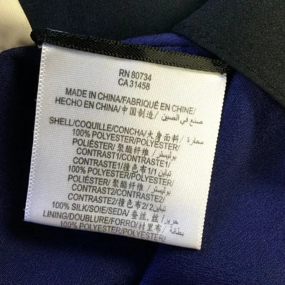 BCBGMAXARIA Womens Blue Black Colorblock Silk Blend Asymmetrical Dress Size 4 - Picture 5 of 11